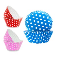 Gekleurde cupcake capsules met stippen - Pastkolor - 24 stuks