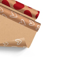 Inpakpapier met kraft harten 2,00 x 0,70 m - 1 stuk
