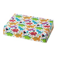 Doos van 23,5 x 16 x 5 cm met kleurrijke dinosaurussen