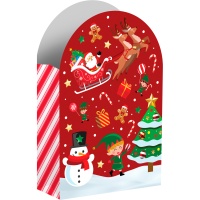Doosje voor kerstsnoepjes van de Kerstman op een slee 16,5 x 11 cm - 6 stuks