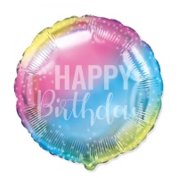Multicolor Happy Birthday ballon van 45 cm - Conver Party