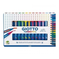 Giotto Turbopro - dubbelpuntsstiften op waterbasis met schuine punt - 15 stuks