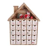 Adventskalender van een houten huisje van 35,5 x 6 x 26,5 cm