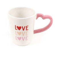 Beker van 230 ml Liefde met een roze hartvormig handvat