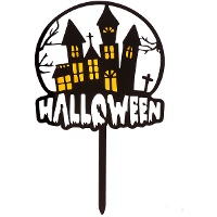 Topper Gelukkige Halloween Spookhuis 15,5 x 9,5 cm