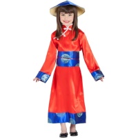 Rood en blauw mandarijn Chinees kostuum voor meisjes