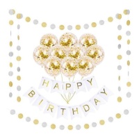 Happy Birthday Gouden Ballonnen Set - Monkey Business - 13 stuks