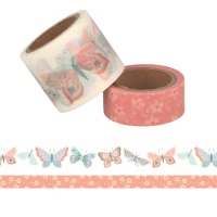 Washi tape met vlinders en bloemen - 5 m