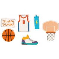 2D suikerdecoraties voor basketbalcupcakes - set van 10