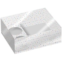 Doos van 26 x 20 x 9 cm voor cupcakes en zoetigheden met sprinkles - 2 stuks