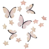 Wafels van mini bloemen en roze perzikvlinders - 30 stuks