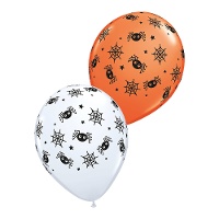 Latex ballonnen met spinnen en spinnenwebben van 30 cm - 6 stuks