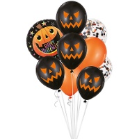 Boeket van Happy Halloween met pompoen - 9 stuks