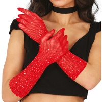 Lange visnet handschoenen met steentjes - 30 cm