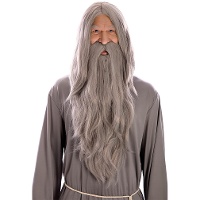 Pruik en baard van een grijze tovenaar