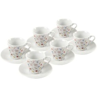 Koffiekopje van 90 ml met kleurrijke bloemen - 6 stuks
