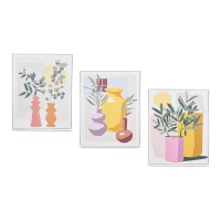 Schilderijen zwarte vazen van 40 x 50 cm - 3 stuks
