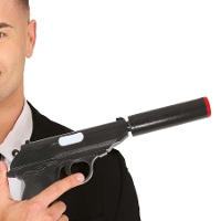 Zwarte pistool met 25 cm demper