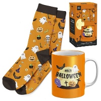 Cadeauset met mok en sokken Halloween begraafplaats