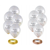 Transparant Happy Birthday-boeket met confetti - Monkey Business - 10 stuks