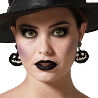 Zwarte pompoenvormige oorbellen - 1 paar