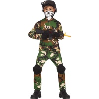 Kindermilitair kostuum met skeletmasker