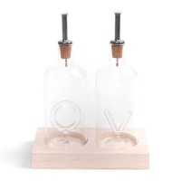 Olie- en azijndispenser van 350 ml met houder