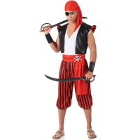 Piratenkostuum met gestreepte broek voor heren