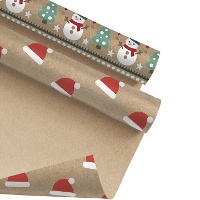 Kerstpapier met Kerstman of sneeuwpop 2 x 0,70 m - 1 stuk
