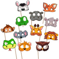 Kit voor fotocabine met dierenmaskers - 12 stuks