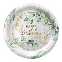 Florale Happy Birthday borden van 23 cm - 6 stuks