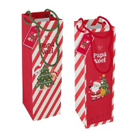 Kerst rode wijnzak - 33 x 12 x 10 cm - 1 stuk