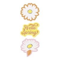 Stickers van bloemen Hello spring - 3 stuks