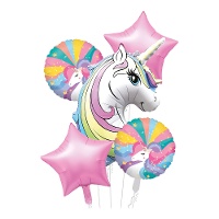 Multicolor unicorn boeket - 5 stuks