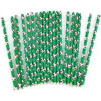Groene Voetbal Papieren Rietjes - 20 stuks
