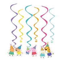 Spiraalvormige Peppa Pig decoratieve hangers - 6 stuks