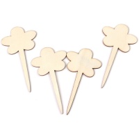 Houten bloemenprikkers voor decoratie - 4 stuks