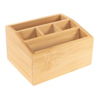 Bamboe afstandsbedieningorganizer van 15 x 12 x 8,5 cm - 5 vakken