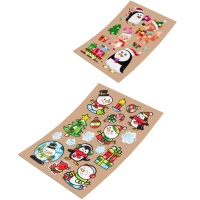 Kerststickers met assorted reflecties 14 x 25 cm - 1 vel
