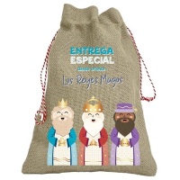 Jute geschenkzak van de Drie Koningen 34 x 25 cm
