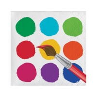 Gekleurde Schilderij Servetten van 12,5 x 12,5 cm - 16 stuks
