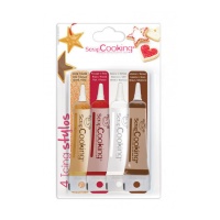 Set van elegante kleurrijke glazuurpennen voor decoratie van 20 gr - Scrapcooking - 4 stuks