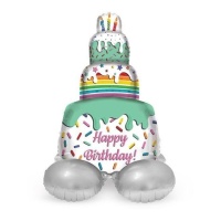 Verjaardagstaart Ballon Happy Birthday met Stand van 72 cm - Folat