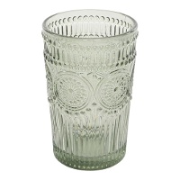 Glas van 400 ml met ingegraveerd watergroen patroon