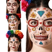 Kleurrijke Catrina tijdelijke tatoeages - 1 eenheid
