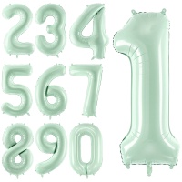 Vintage groen cijfer ballon van 72 cm - 1 stuk