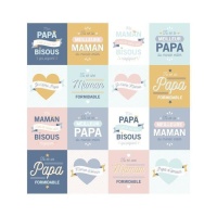 Stickers met familieberichten in pasteltinten - 3 vellen