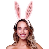 Diadeem met glanzende roze konijnenoren
