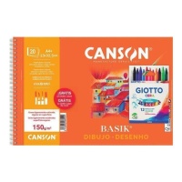 Set van Basik Bloc 150 gr 20 vellen + 12 Giotto krijtjes - Canson