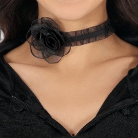 Halsband met zwarte roos